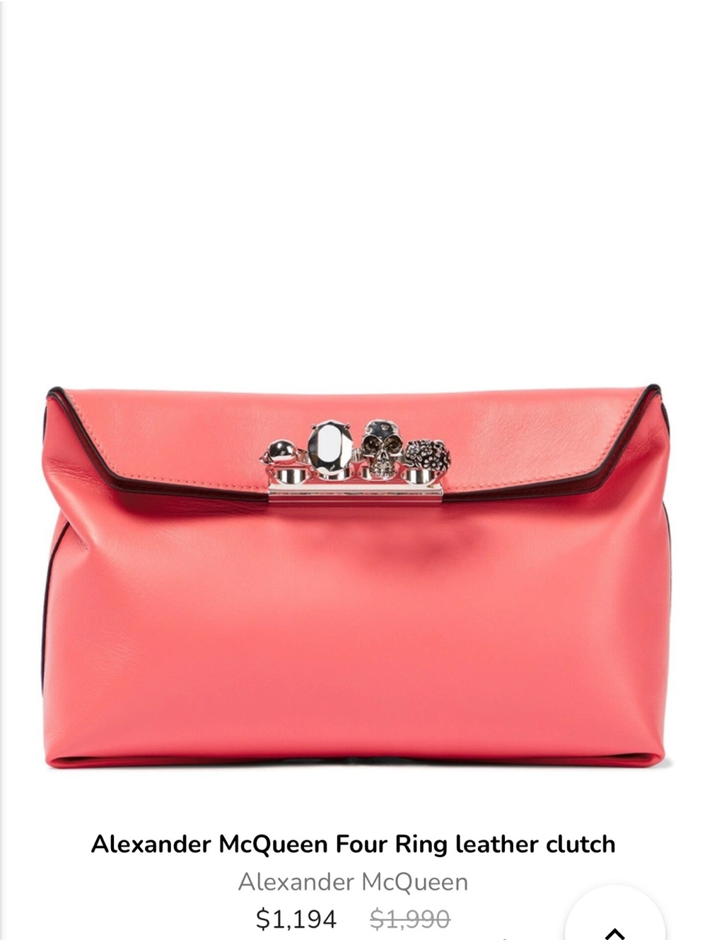 Alexander McQueen Coral-Pink Leather Four-Ring Clutch